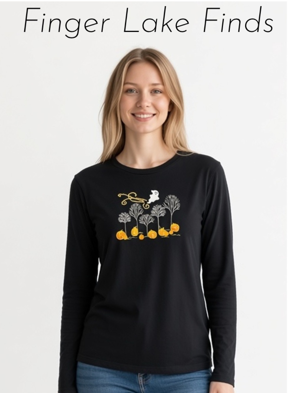 Halloween Black Cotton Long Sleeve T-Shirt, 12-14